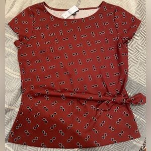 Ann Taylor Factory Peplum Scuba Short Sleeve Blouse